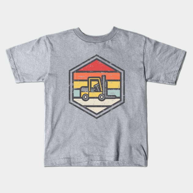 Retro Badge Forklift light Kids T-Shirt by rojakdesigns